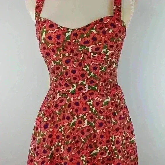 Forever 21 Ladies Coral Floral Print Sz S - Picture 2 of 8